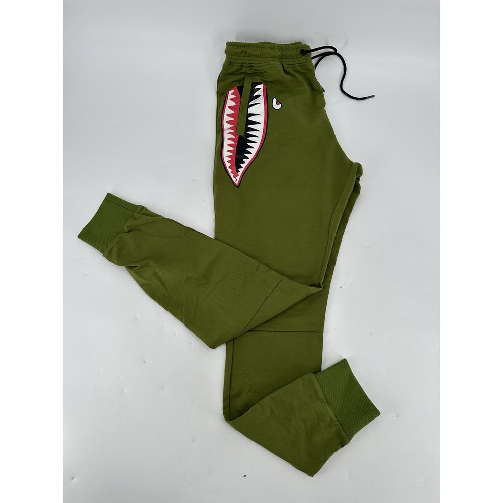 Clam Digs Jogger‎ Pants Men's Size Medium M Green Casual Shark Bite Sweatpants